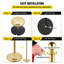 Paquet de 6 chandeliers Gold Crowd Control, 37,4 po de hauteur, 201 pièces en acier inoxydable, barrière en velours, or, poteaux de corde rouge