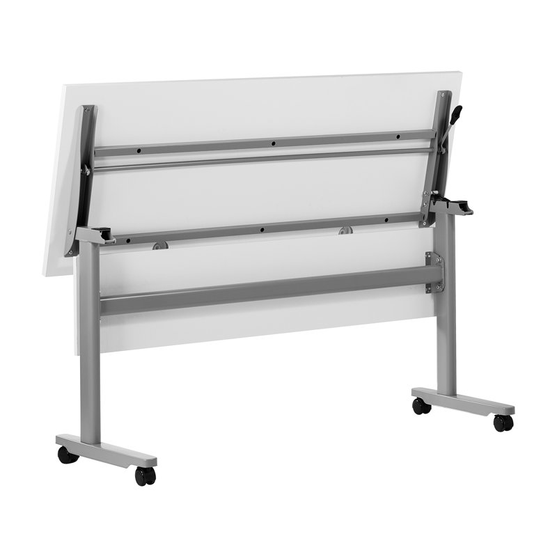 Table de formation commerciale avec structure en acier et pieds en T, Gris, Blanc, 30"H x 60"W x 23.5"D
