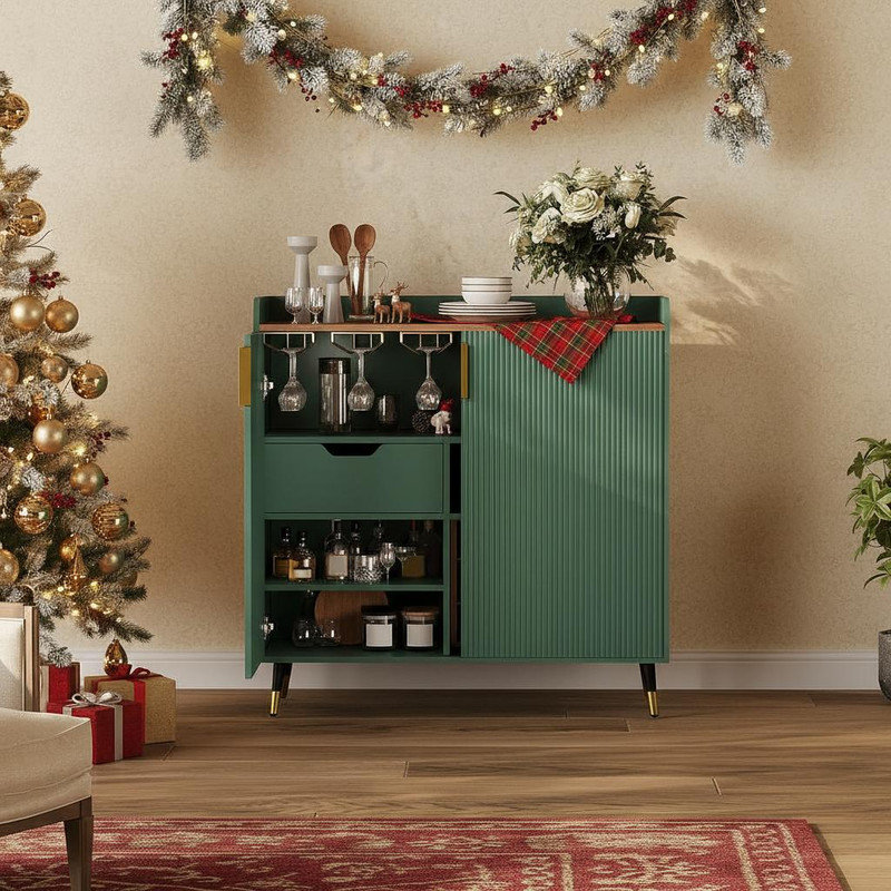 Cabinet/Enclosed Storage Wine Bottle Rack, Green