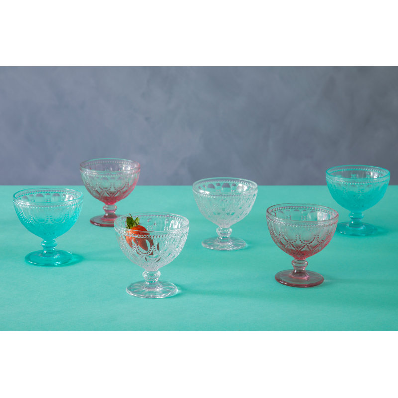 Astoria Grand Fleur Glass Serving Bowl, Blue