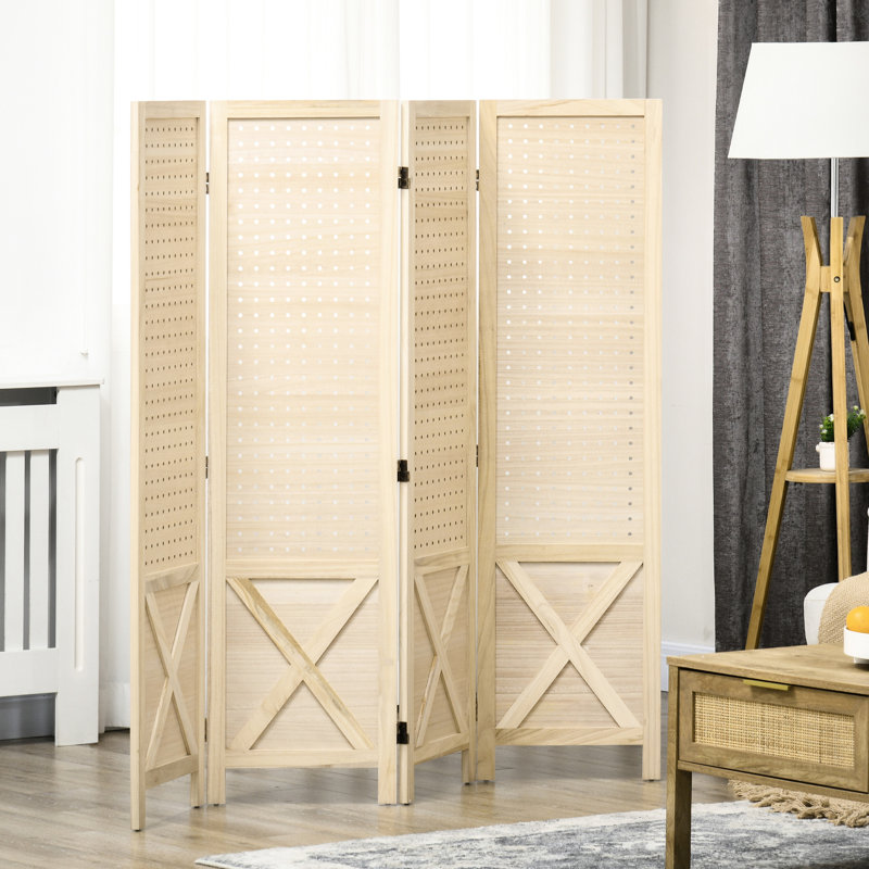 Paravent d'entrée en bois naturel de 1,43 m de haut, idéal pour préserver l'intimité de votre intérieur.