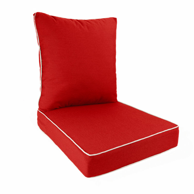 Sunbrella Outdoor Lounge Chair Cushion 2 Piece Set Back & Seat Cushion, Cherry Red