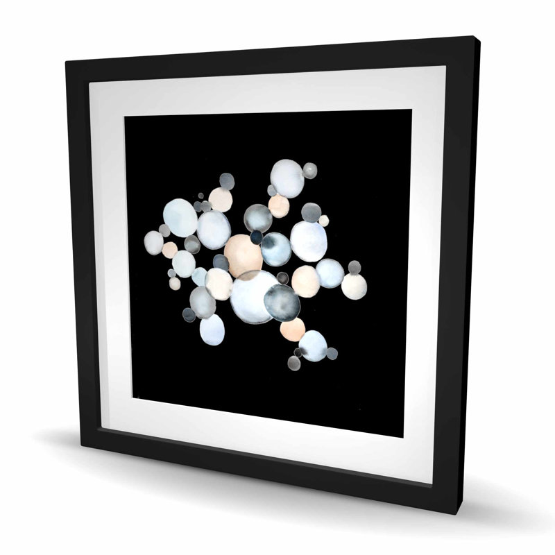 Bulles grisâtres - décor imprimé mat gris encadré minimaliste, H 24 po x l 24 po, Black