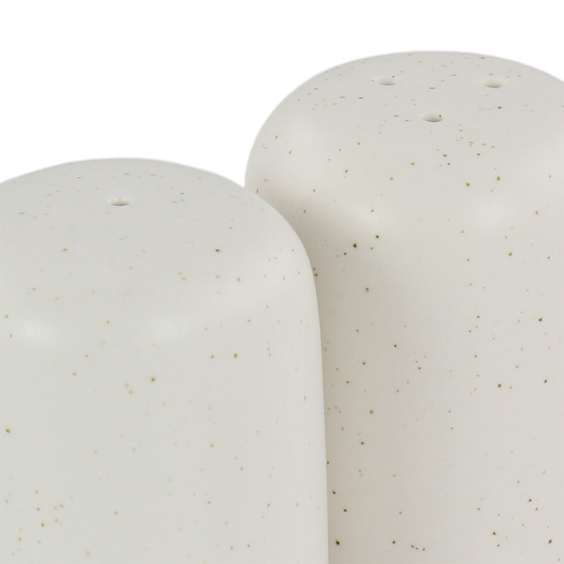 Glossy White Stoneware Round Salt and Pepper Shaker Set