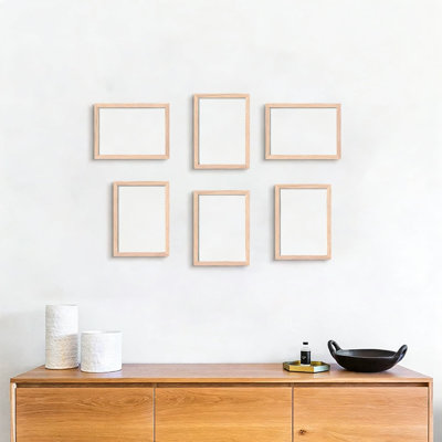 Ensemble de 6 cadres photo en bois de chêne 5X7 avec verre perspex pour table ou mur, cadre photo horizontal ou vertical pour photos, œuvres d'art et affiches