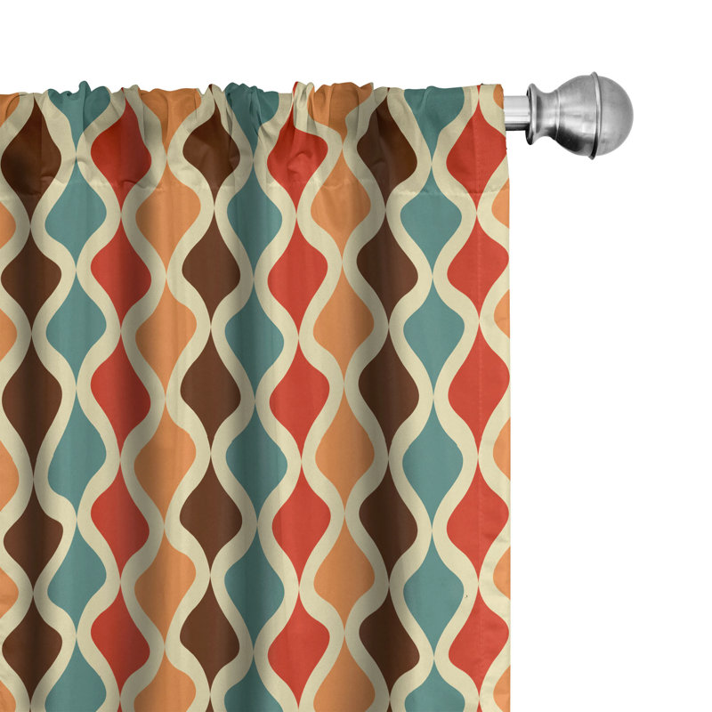 Geometric Semi-Sheer Rod Pocket Curtain Panels, 28" x 63"