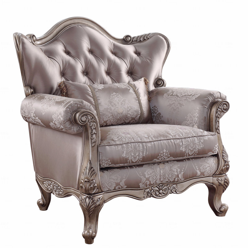 Fauteuil d'appoint en tissu recouvert de tissu avec finition champagne