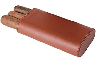 Telescoping 3-Finger Brown Cigar Case