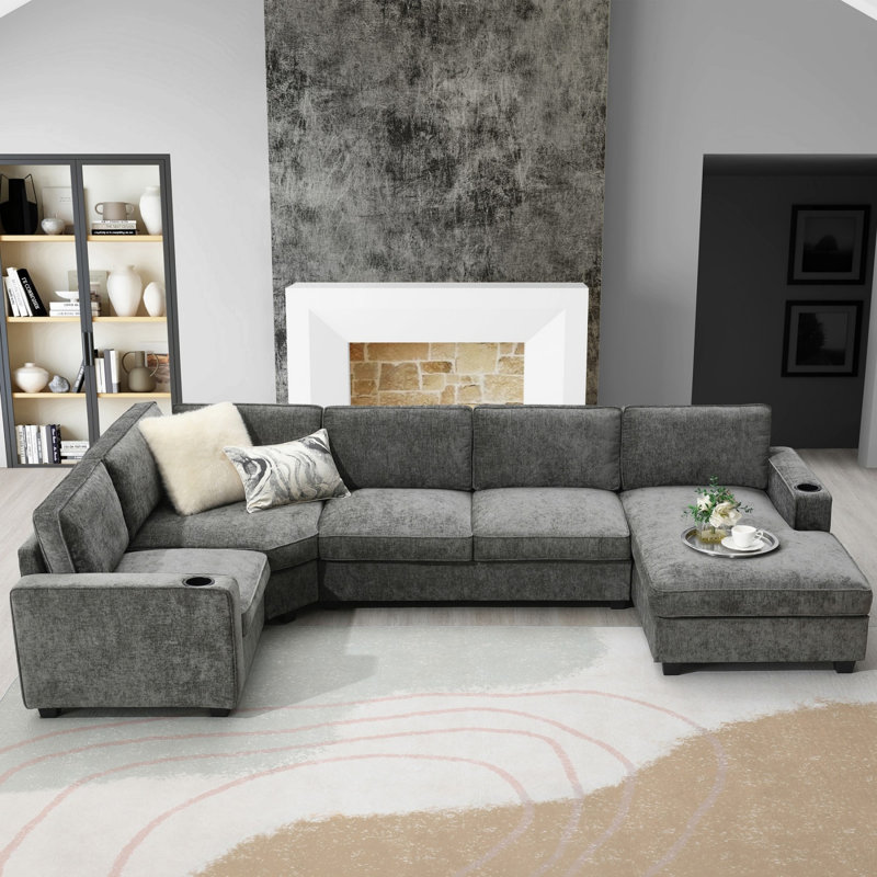 Canapé modulaire en U, Gris chenille