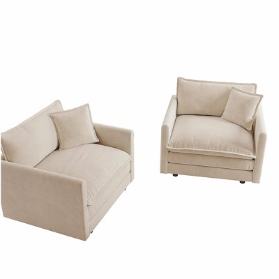 Ensemble de 2 chaises d'appoint, fauteuils rembourrés en chenille haut de gamme, chaises d'appoint de salon avec coussin décoratif, chenille verte