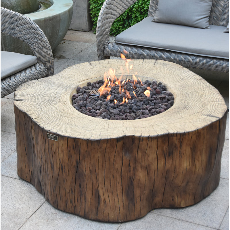 Manchester Outdoor Classic Concrete Fire Table 45,000 BTU - Includes Lava Rocks & PVC Cover, Brown, Propane