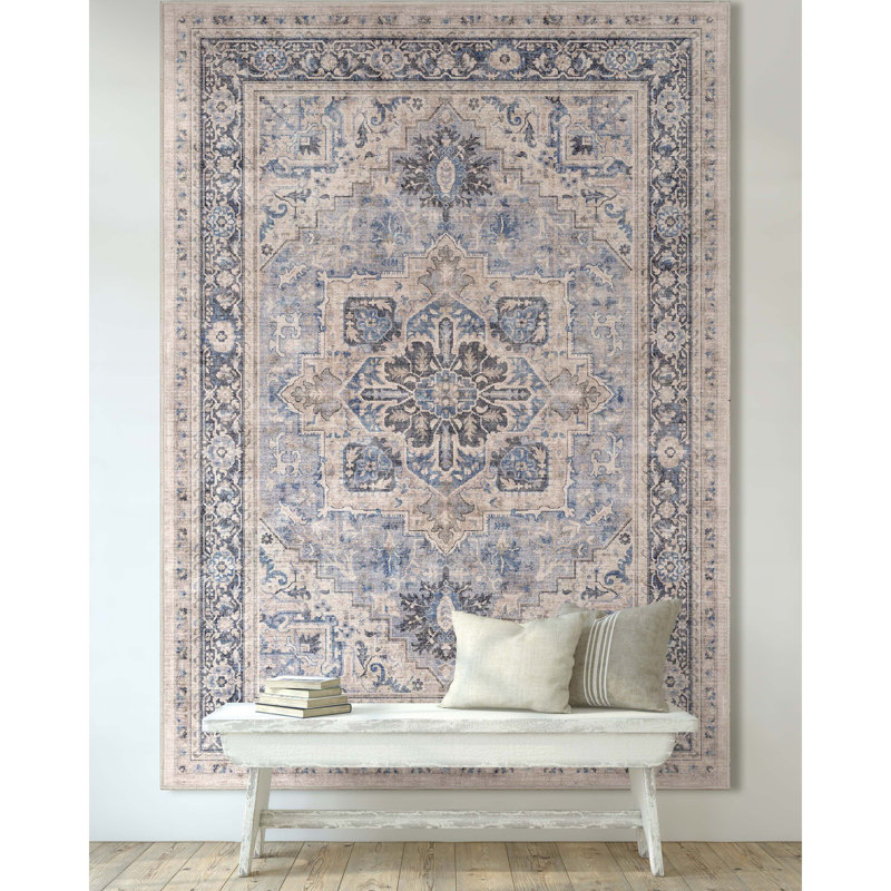 Kehr Tirana Vintage Medallion Oriental Blue Flat-Weave Rug, Rectangle 2'3" x 3'11"