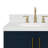 Freitas 42'' Solid Wood Single Bathroom Vanity in Midnight Blue with 1.5'' Carrara White Quartz Top, Left Offset, Oval Sink-2109312535-2134140394-2134140389