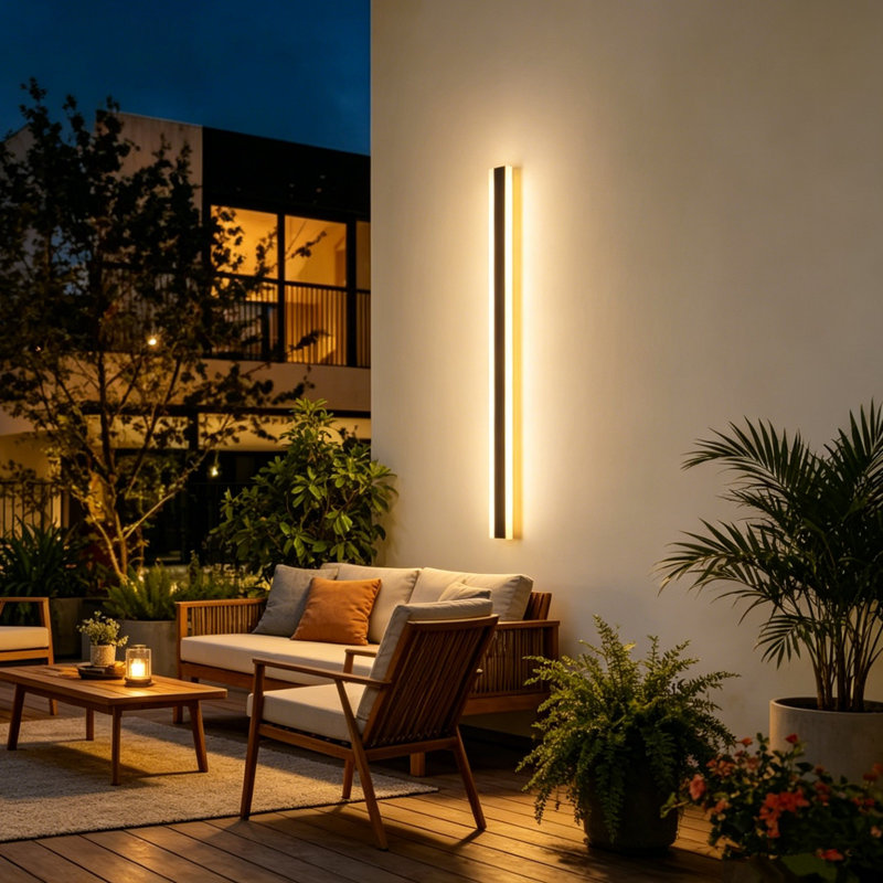 Barde Slender Sideway Outdoor Hardwired Bar Wall Sconce with LED Light Source, 59" H x 3.54" W x 2" D