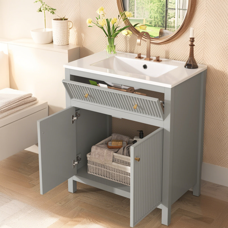 Meuble-lavabo moderne 30 po gris