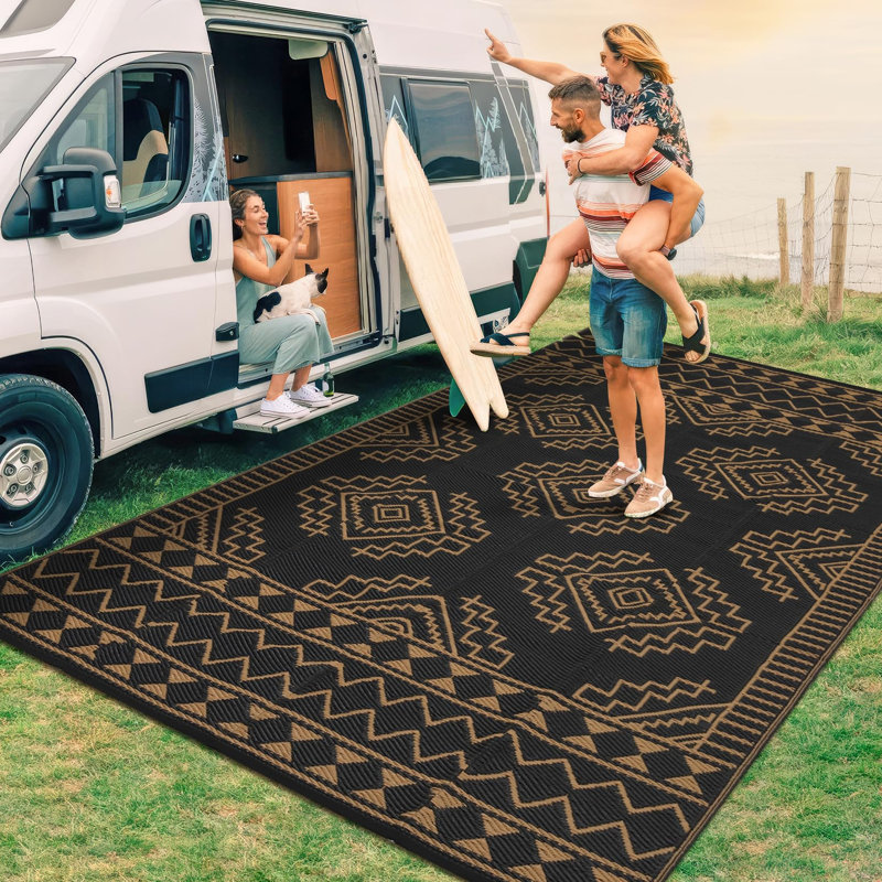 Tapis d'extérieur 9 pi x 12 po imperméables, résistants aux rayons UV, modernes et réversibles