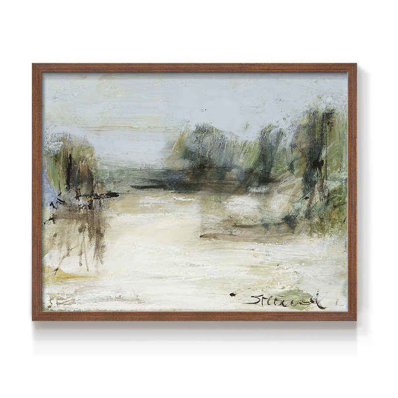 Wintery Horizon III - Reproduction encadrée - Restickable, H 11 po x l 14 po, Noyer
