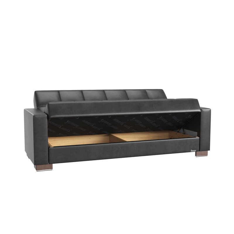 Canapé-lit rembourré convertible avec rangement, Noir