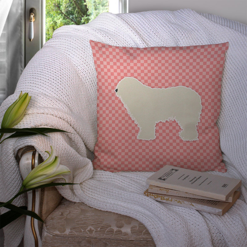 Komondor Indoor/Outdoor Throw Pillow, 14" H x 14" W x 3" D, Pink