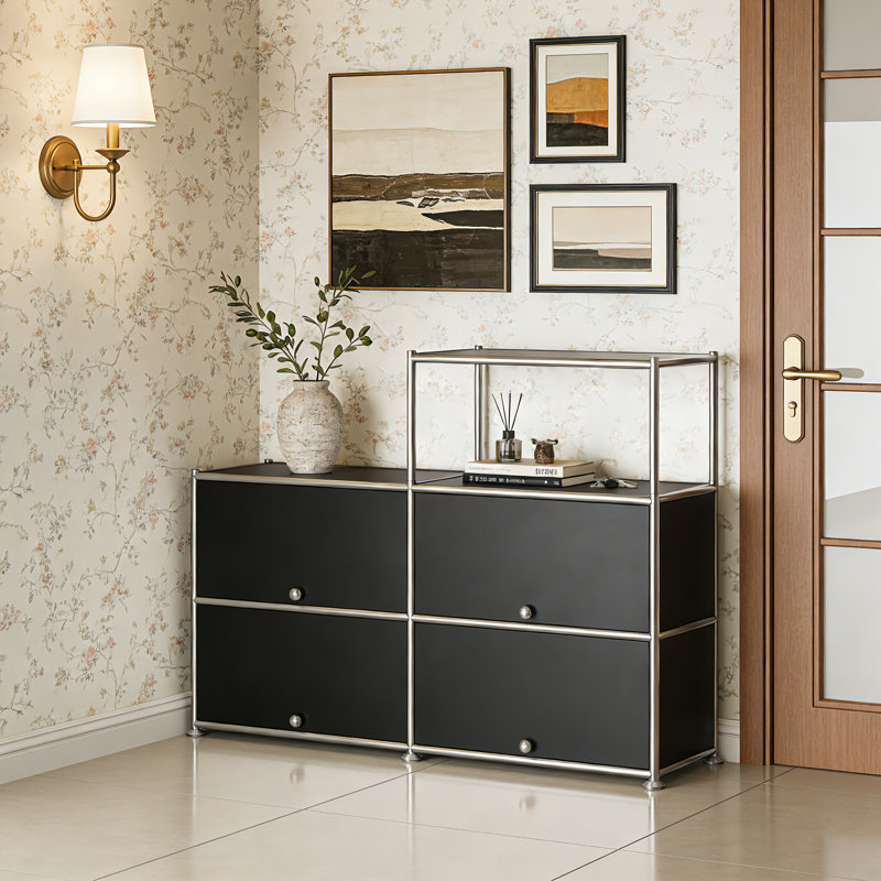 4 - Door Accent Cabinet with Adjustable Shelves, Black