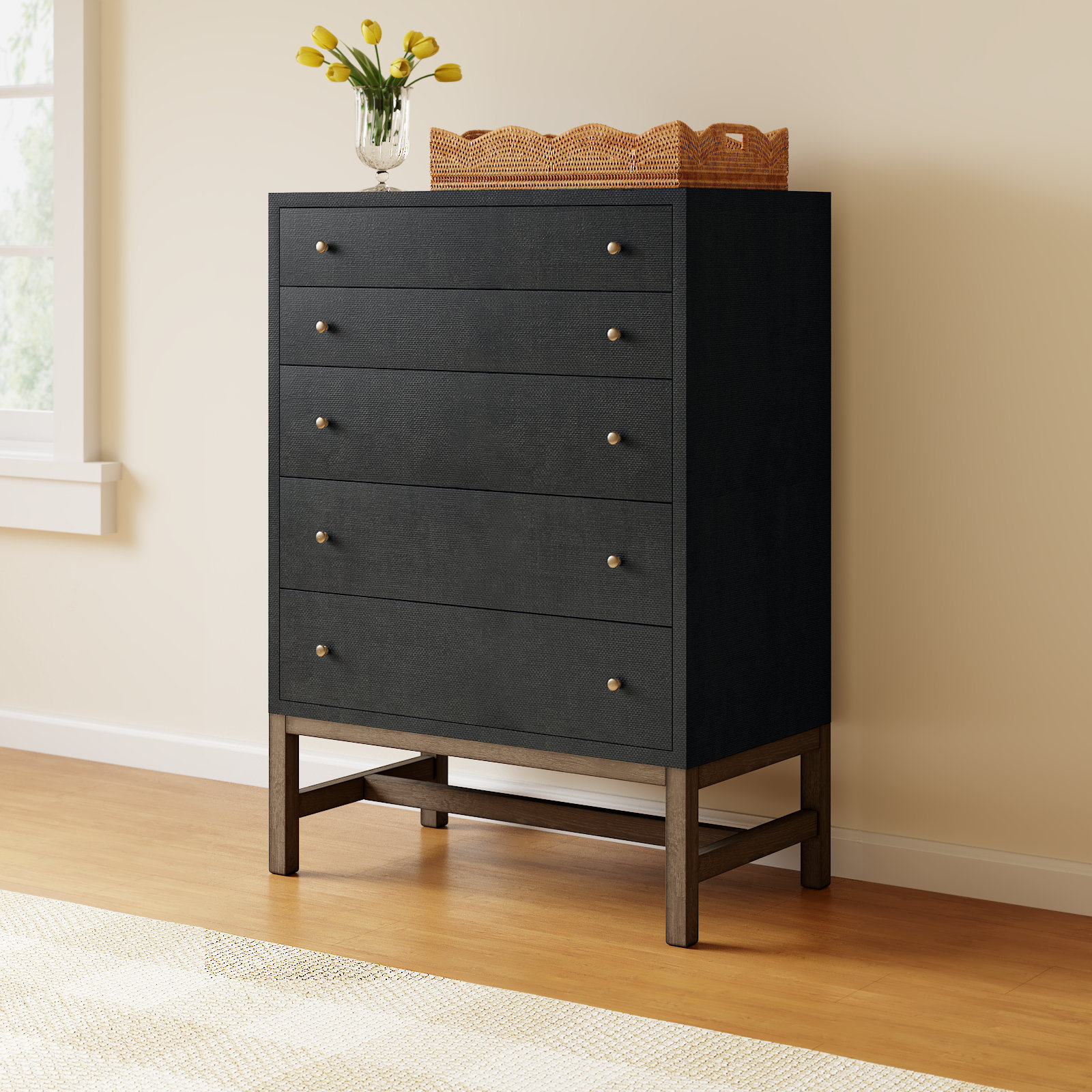 Hakana 5 - Drawer Dresser, Black