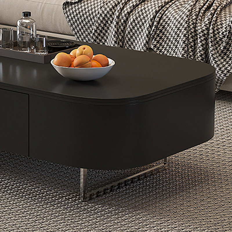 Solid wood Italian black granite tea table, 15.74" H x 59.05" L x 31.49" W