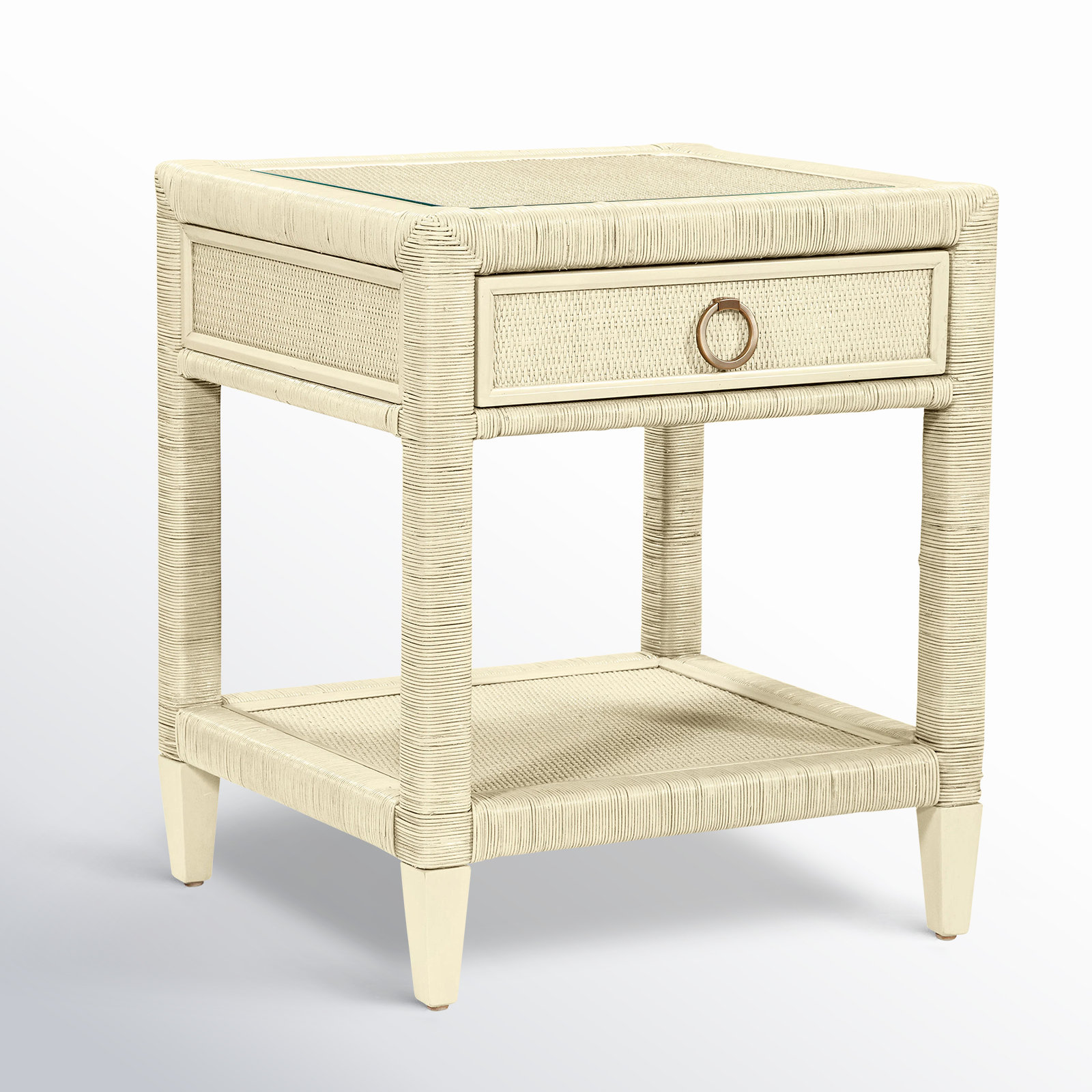 Warwick 1-Drawer Nightstand, Bisque, Satin Brass