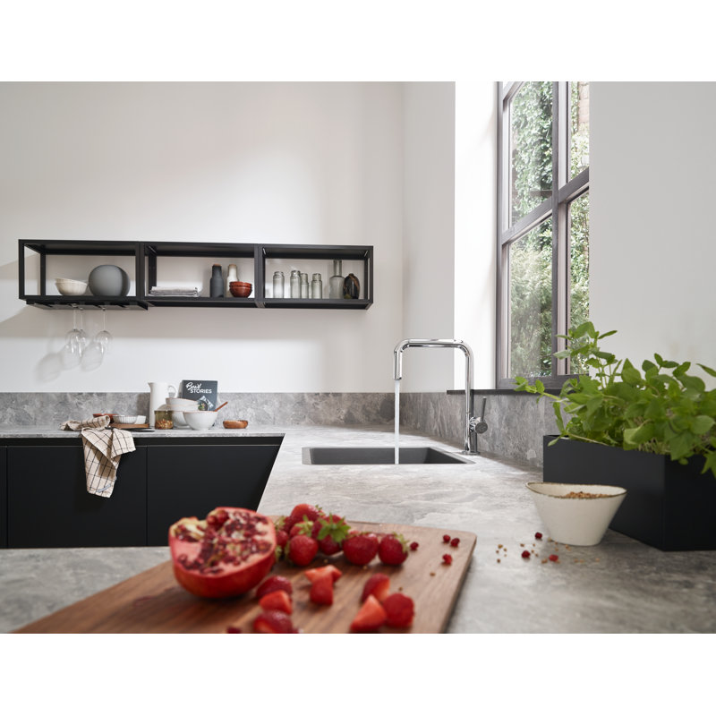 Robinet de cuisine hansgrohe Talis N, 1 jet en U, 1,75 gal / min, Chrome poli noir