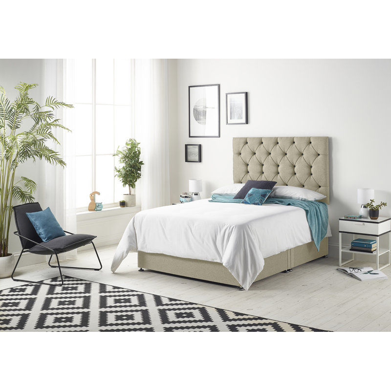 Copple Divan Bed Base with Headboard and Option for Drawers, Wheat, Super King (6'), 2 Drawers