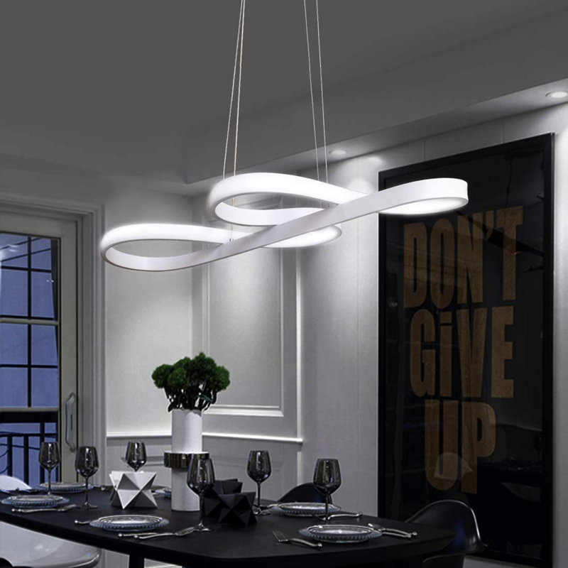LED Pendant Light 1-Bulb Dimmable With Remote Control Music Symbol Design Ivy, White