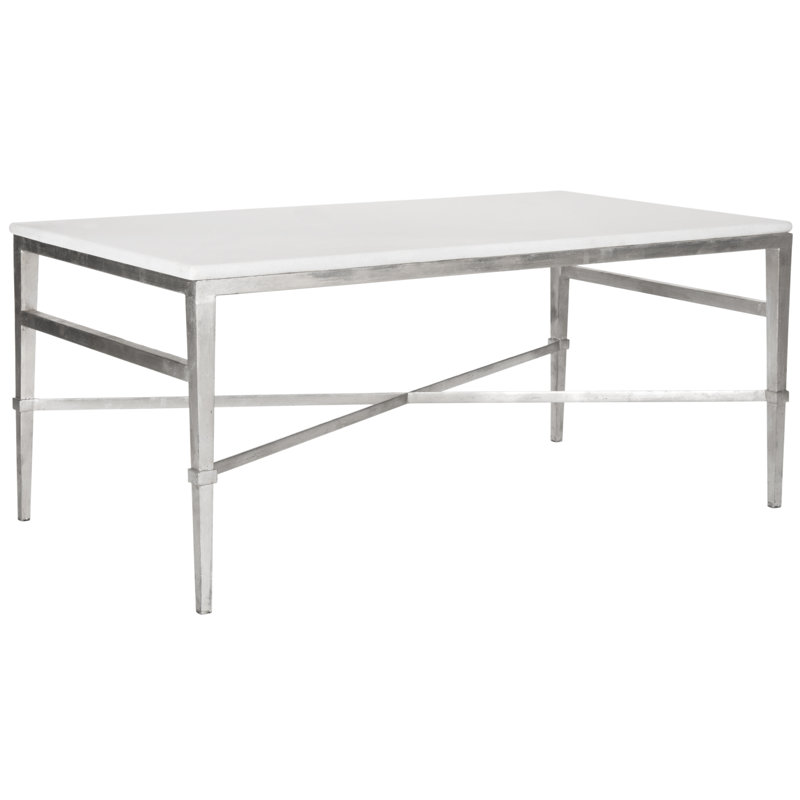 Table basse Wareham, Argenté / blanc