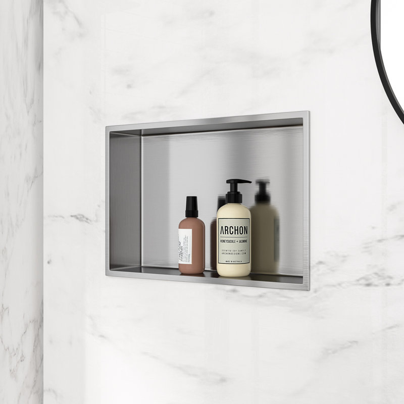 Niche de douche de salle de bain l 21 po x H 13 po, niche murale rectangulaire en acier inoxydable, nickel brossé
