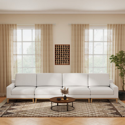 4 Piece Upholstered Slipcovered Sectional Sofa
