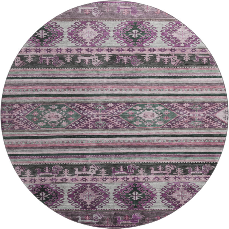 Premium Machine Washable Brennon AMF1626 Global Rug, Round 8'