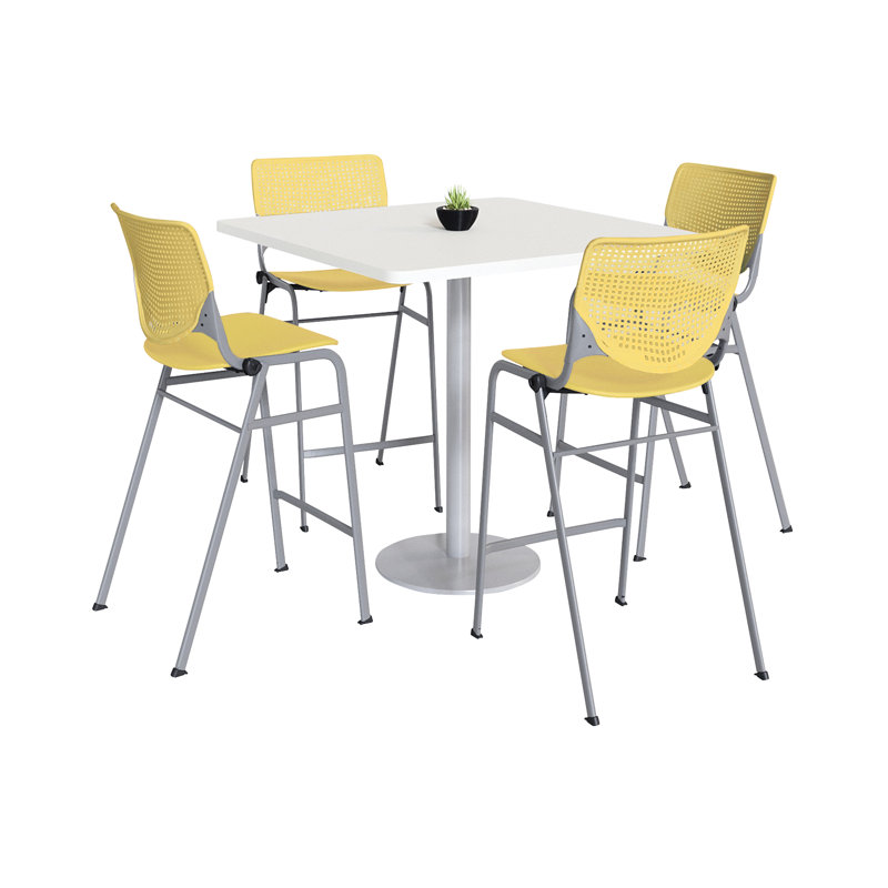 Ensemble de table de salle à manger et chaise Kool L 42 po, Blanc, H 41 po x L 42 po x l 42 po, Jaune