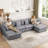 142.8" Modular Sectional Sofa 6 Piece Chenille Deep Seat Cloud Corner Couch With Reversible Ottomans & Pillows-339952821