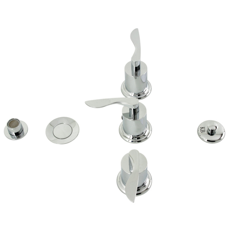 Kingston Brass Serena Three-Handle Vertical Spray Bidet Faucet with Brass Pop-Up, Polished Chrome