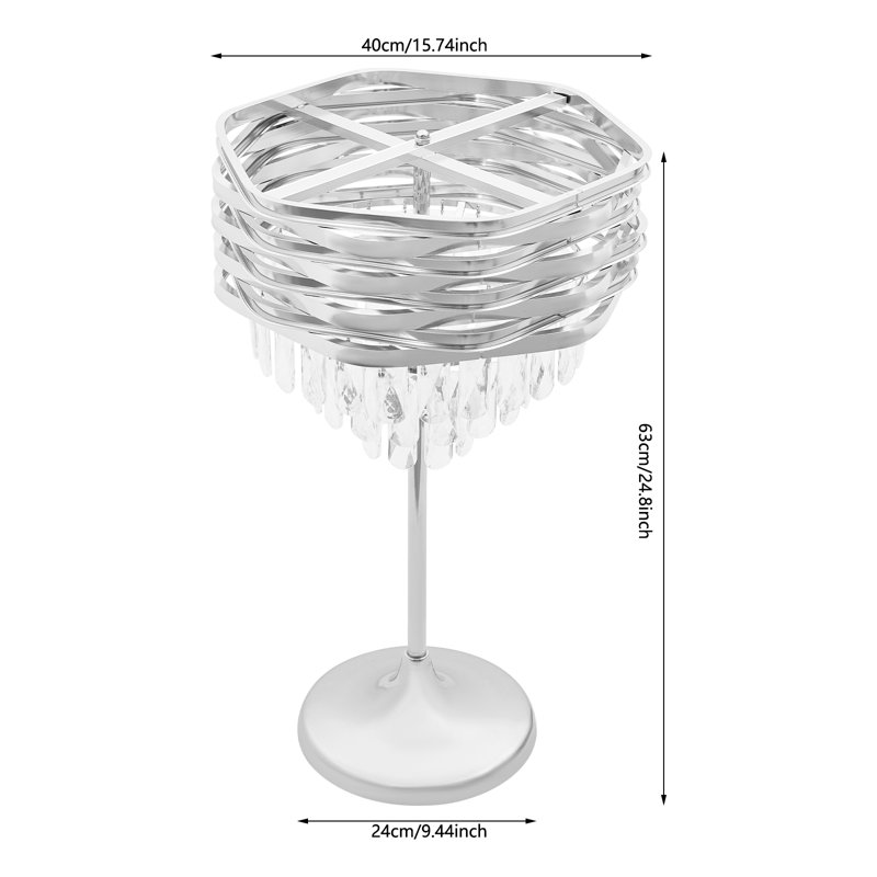 Support à fleurs géométrique moderne en cristal argenté de 24,8 po pour les fêtes d'anniversaire de mariage, Argent