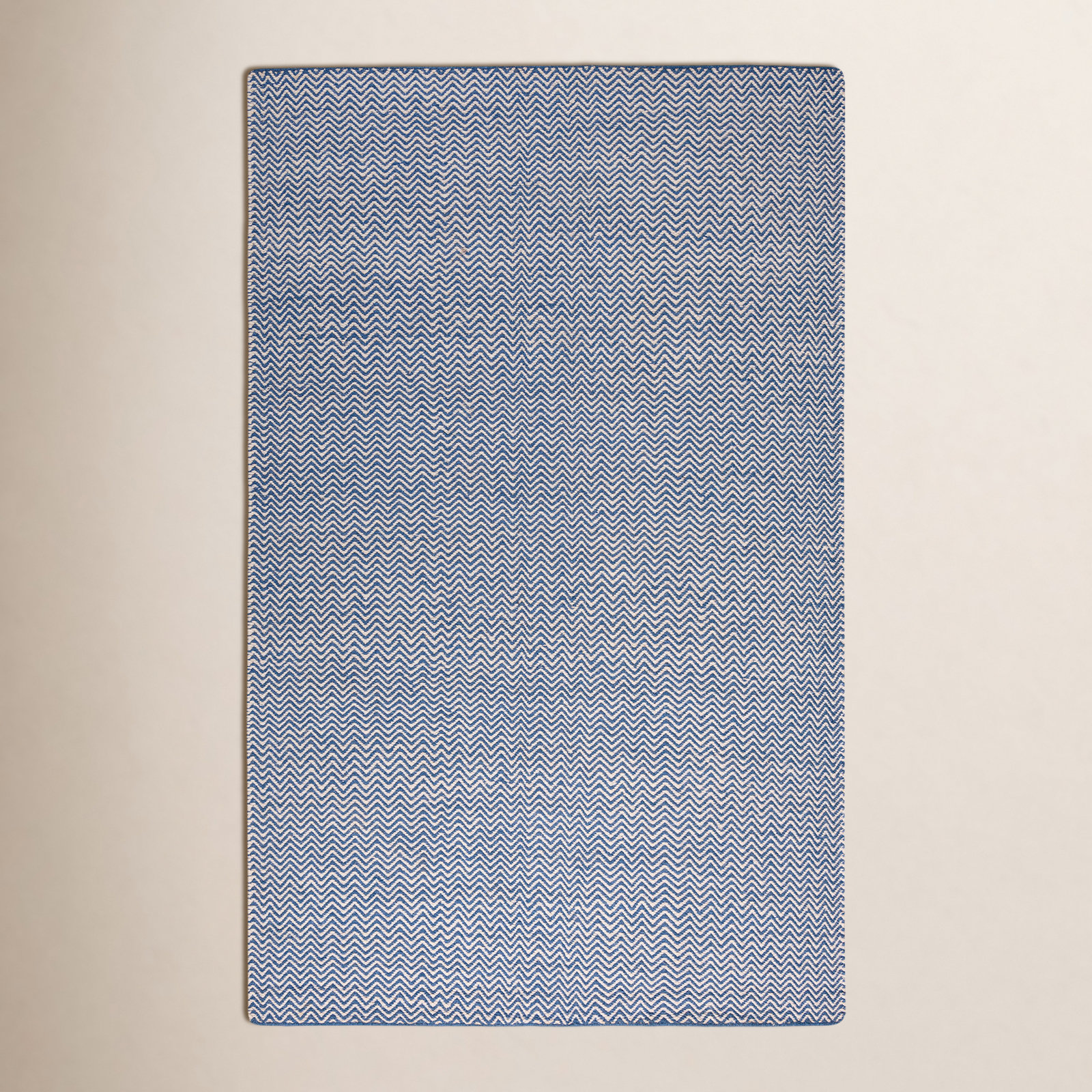 Rita Blue White Hand-Woven Wool Rug, Rectangle 8' x 10'