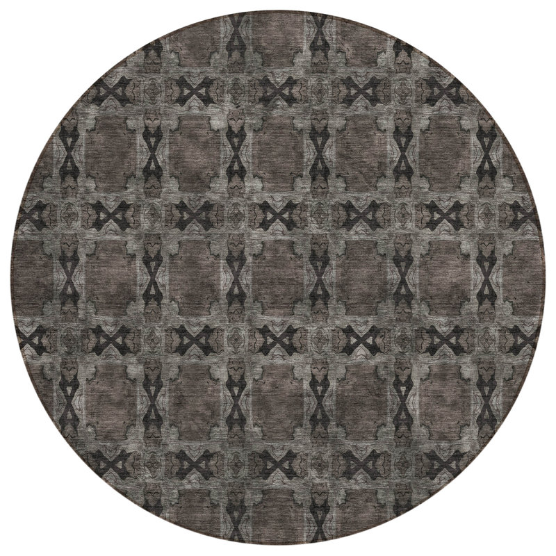 Getchell Washable Floral Indoor / Outdoor Rug, Round 8'