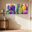 Plantes et fleurs, motif de cactus colorés, ensemble de 3 impressions sur toile-1865383167