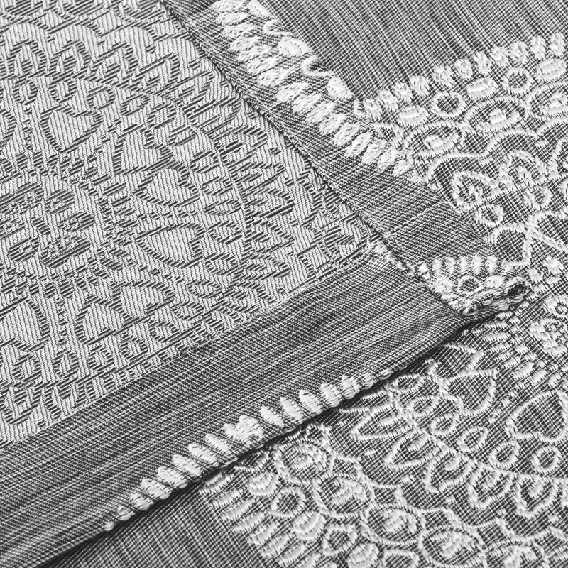 Karolinka Jacquard Floral Polyester Grommet Curtain Panels, Silver, 52" x 84"