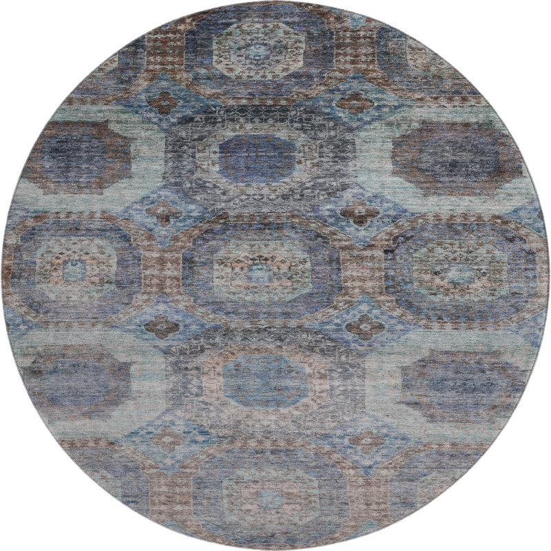 Premium Machine Washable Mayfield AMF1944 Panels Rug, Round 8'