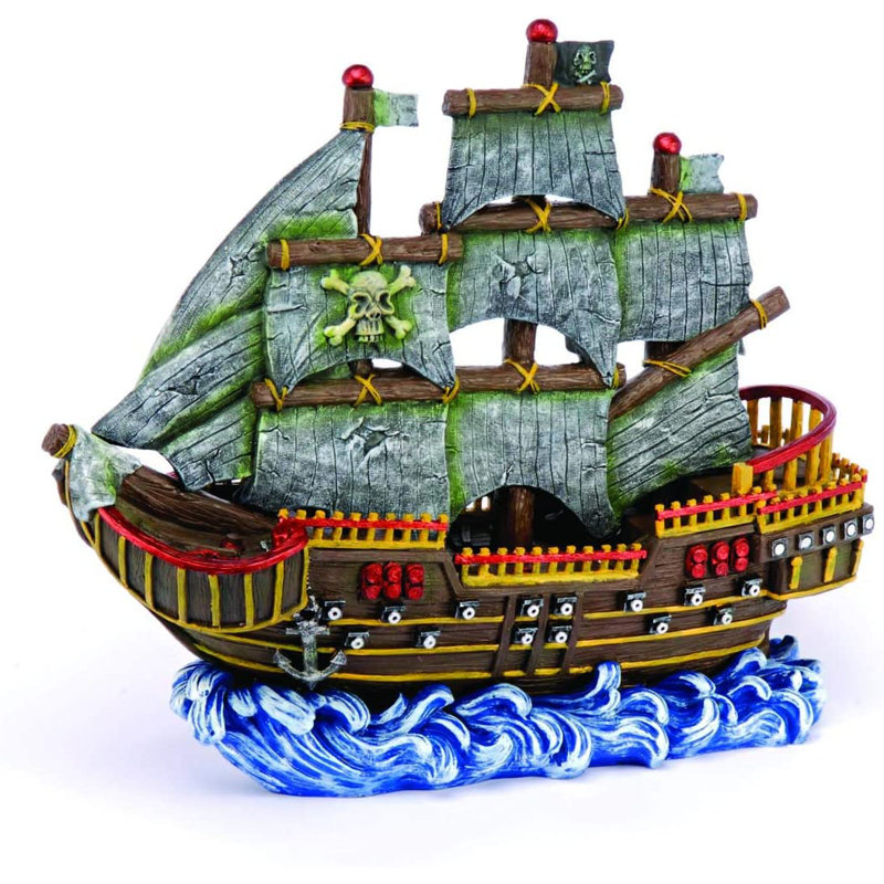  Accessoire d'aquarium de bateau pirate