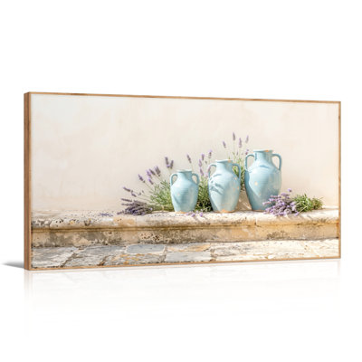 Ensemble de 1 tableau sur toile représentant des vases de lavande
