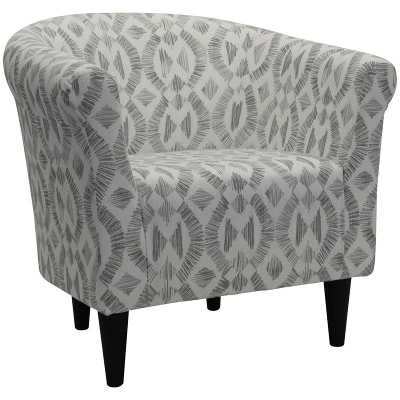 Fauteuil demi-tonneau de 31,5 po de largeur Liam, Microfibre/microsuède gris clair