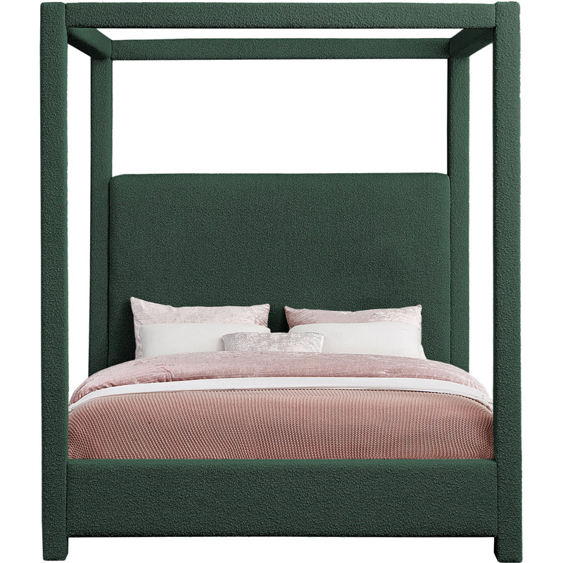 Denn Donnelly Bed, King, Green Boucle Fabric