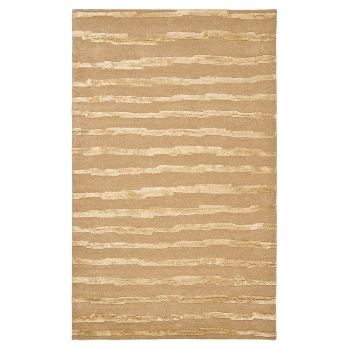 Nukri Hand Tufted Wool/Cotton/Viscose Striped Rug in Beige