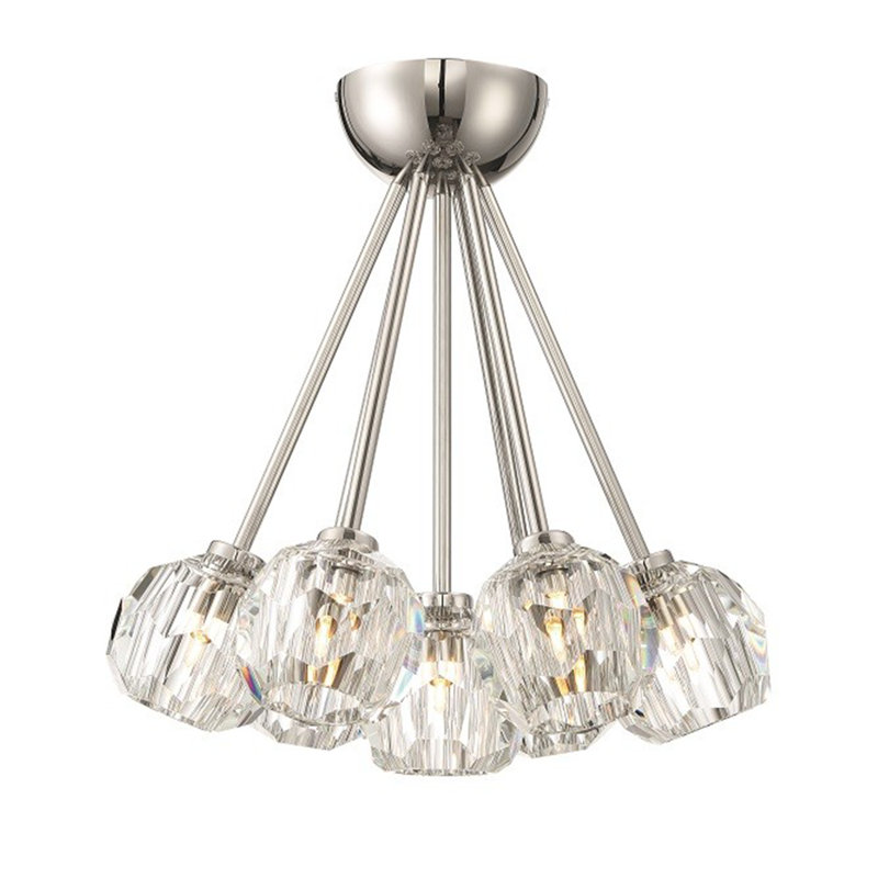 Plafonnier semi-encastré 7 lumières 15 po Gerdes, Nickel poli