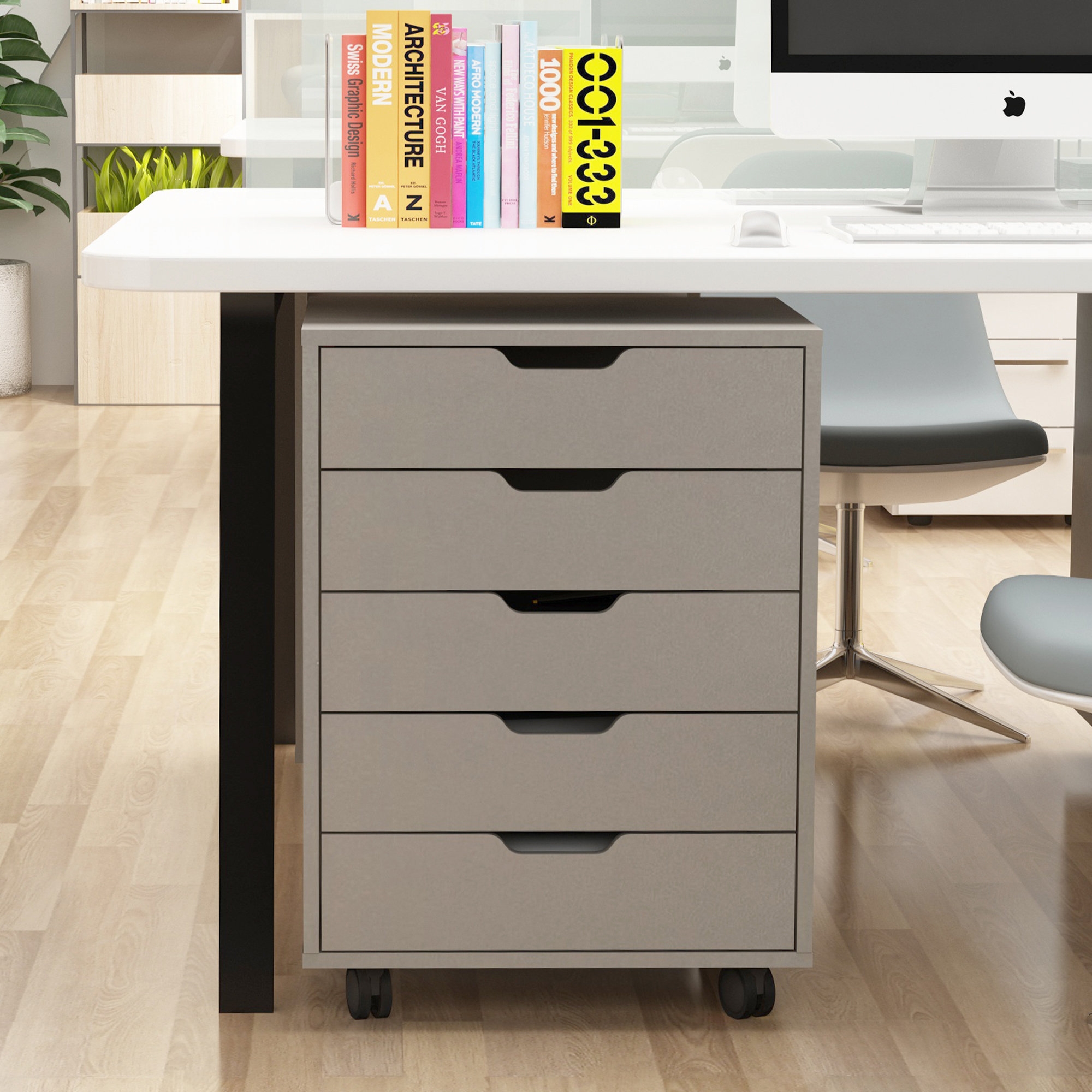 Latitude Run® Movable File Cabinet With Pulleys/Wooden Drawer Cabinet ...